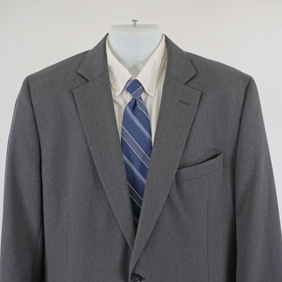 Stafford Wool Blend Classic Fit Gray Travel Suit Jacket 44L Or Slim 46L 2 Button - Picture 1 of 13